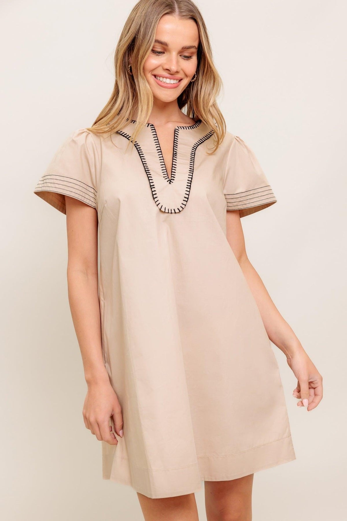 Calm Silhouette Woven Mini Dress