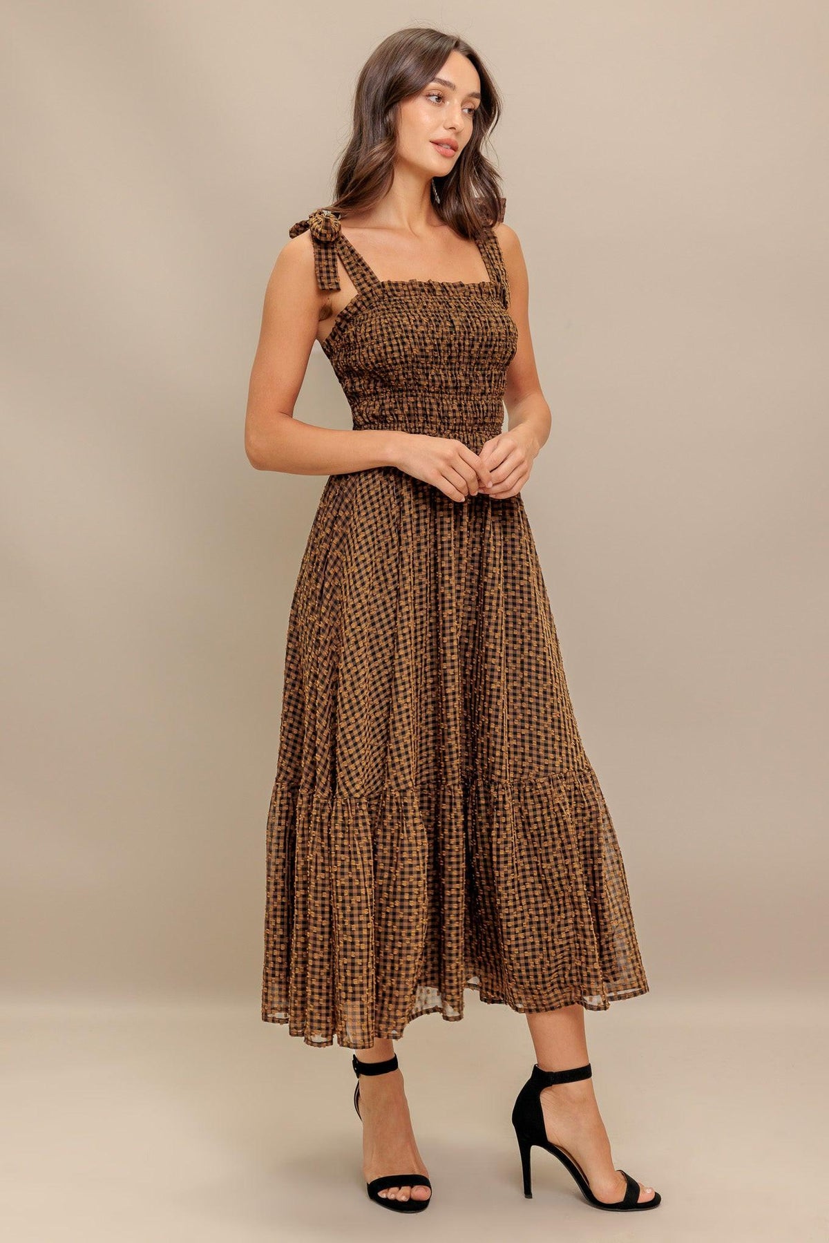 Checked Daydream Woven Midi Dress