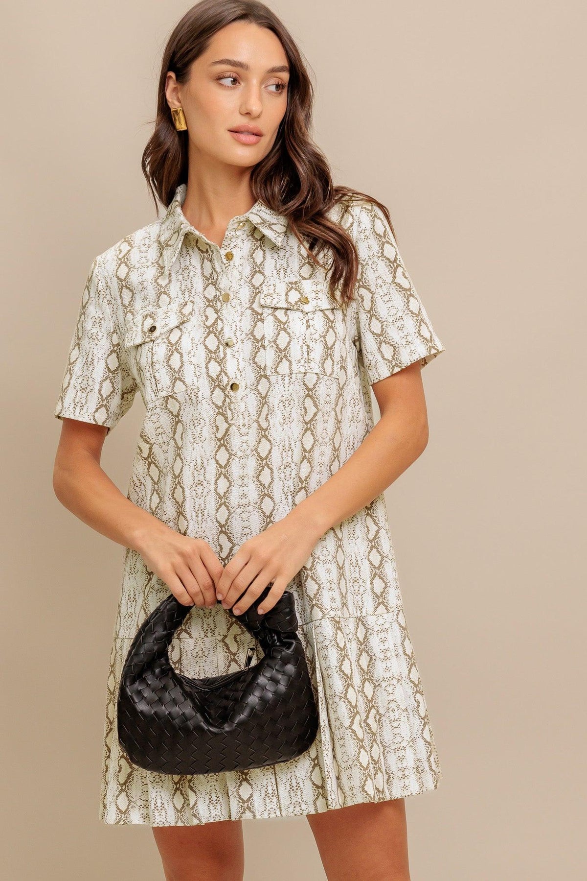 Chic Python Woven Mini Dress