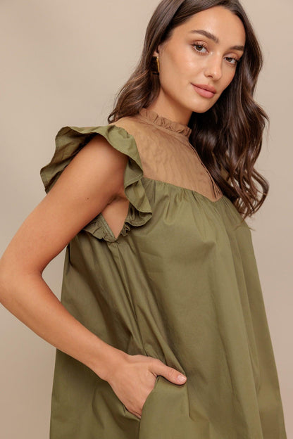 Forest Whisper Woven Mini Dress