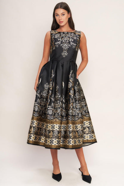 Baroque Spell Woven Midi Dress