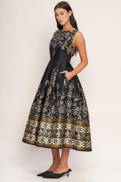 Baroque Spell Woven Midi Dress