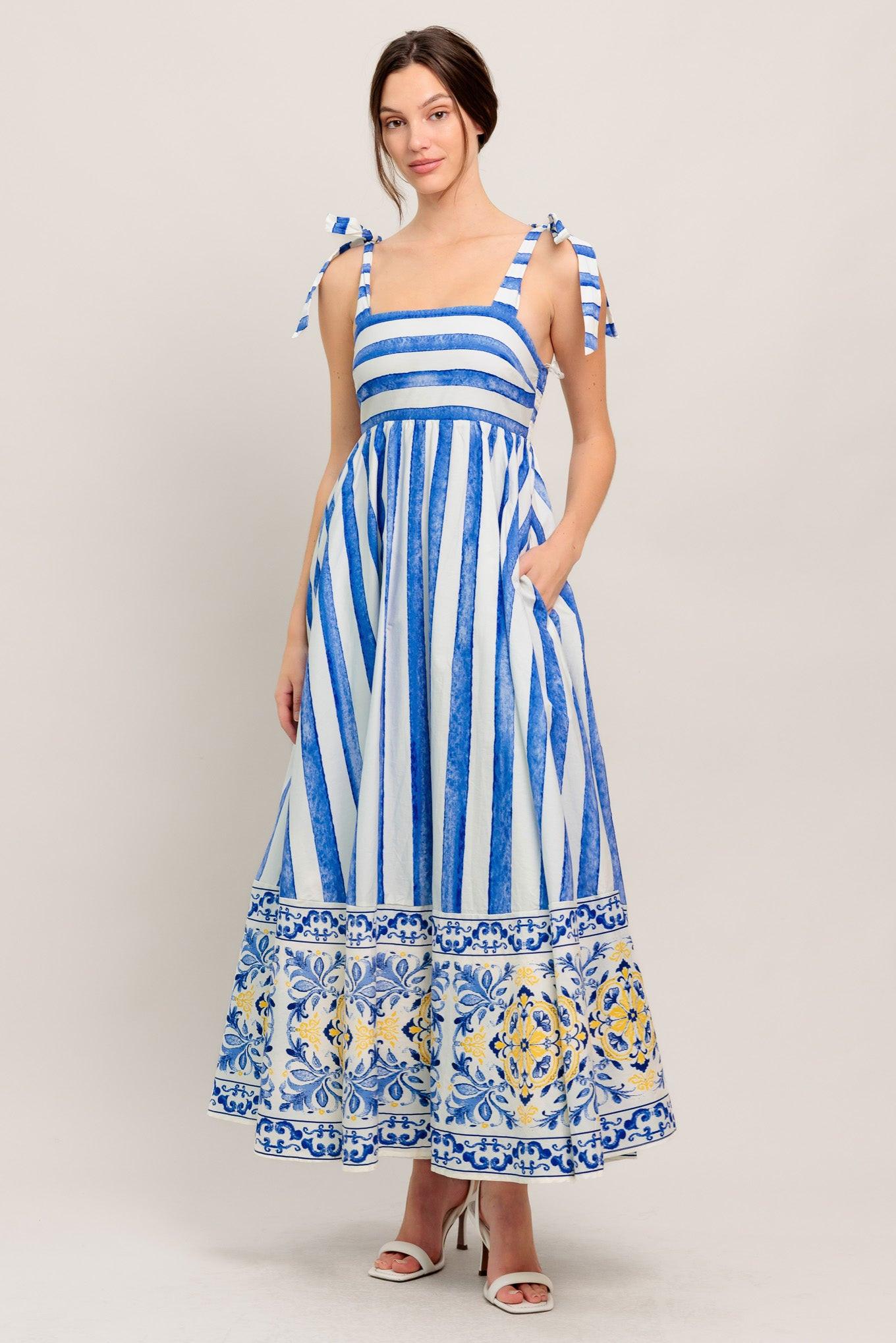 Blue Horizon Beauty Woven Midi Dress