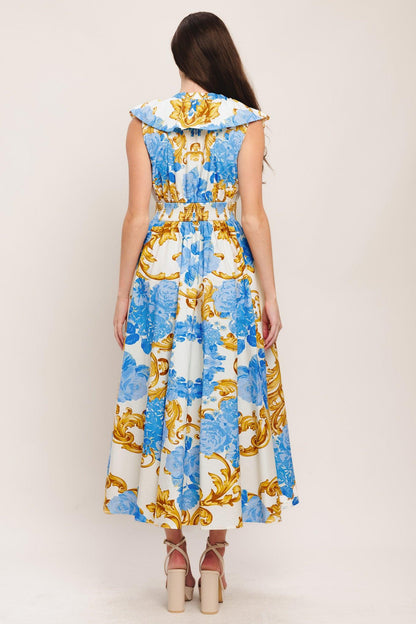 Baroque Bloom Woven Midi Dress