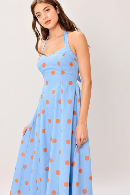 Cotton Candy Sky Dot Woven Midi Dress