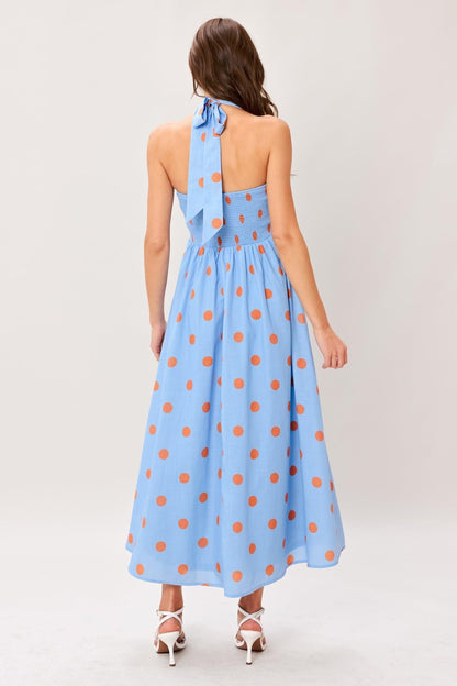 Cotton Candy Sky Dot Woven Midi Dress