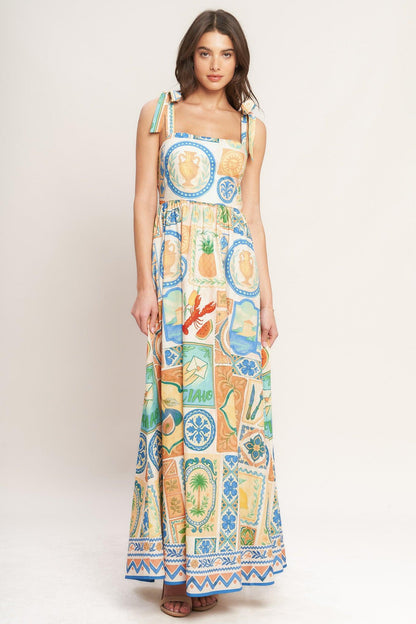 Amalfi Postcard Woven Maxi Dress