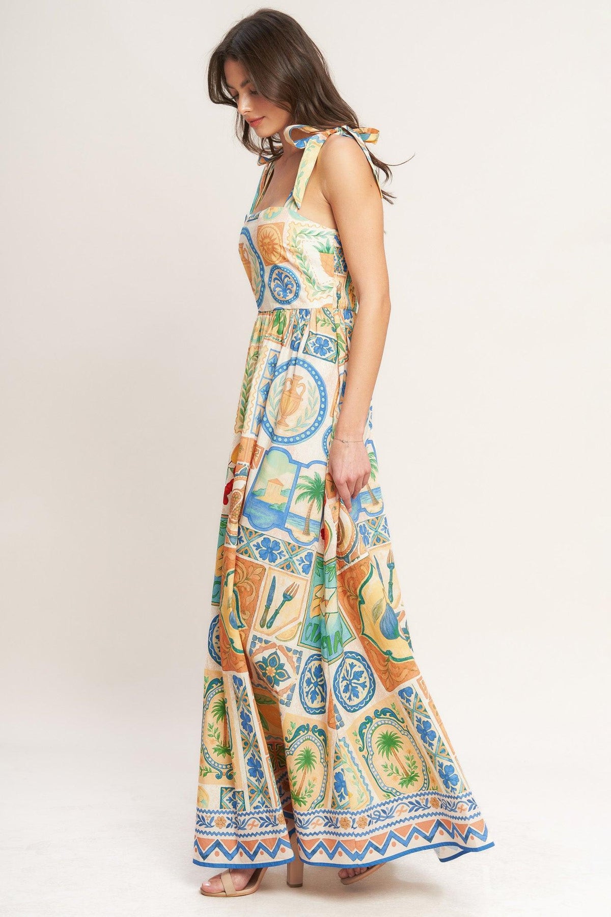 Amalfi Postcard Woven Maxi Dress