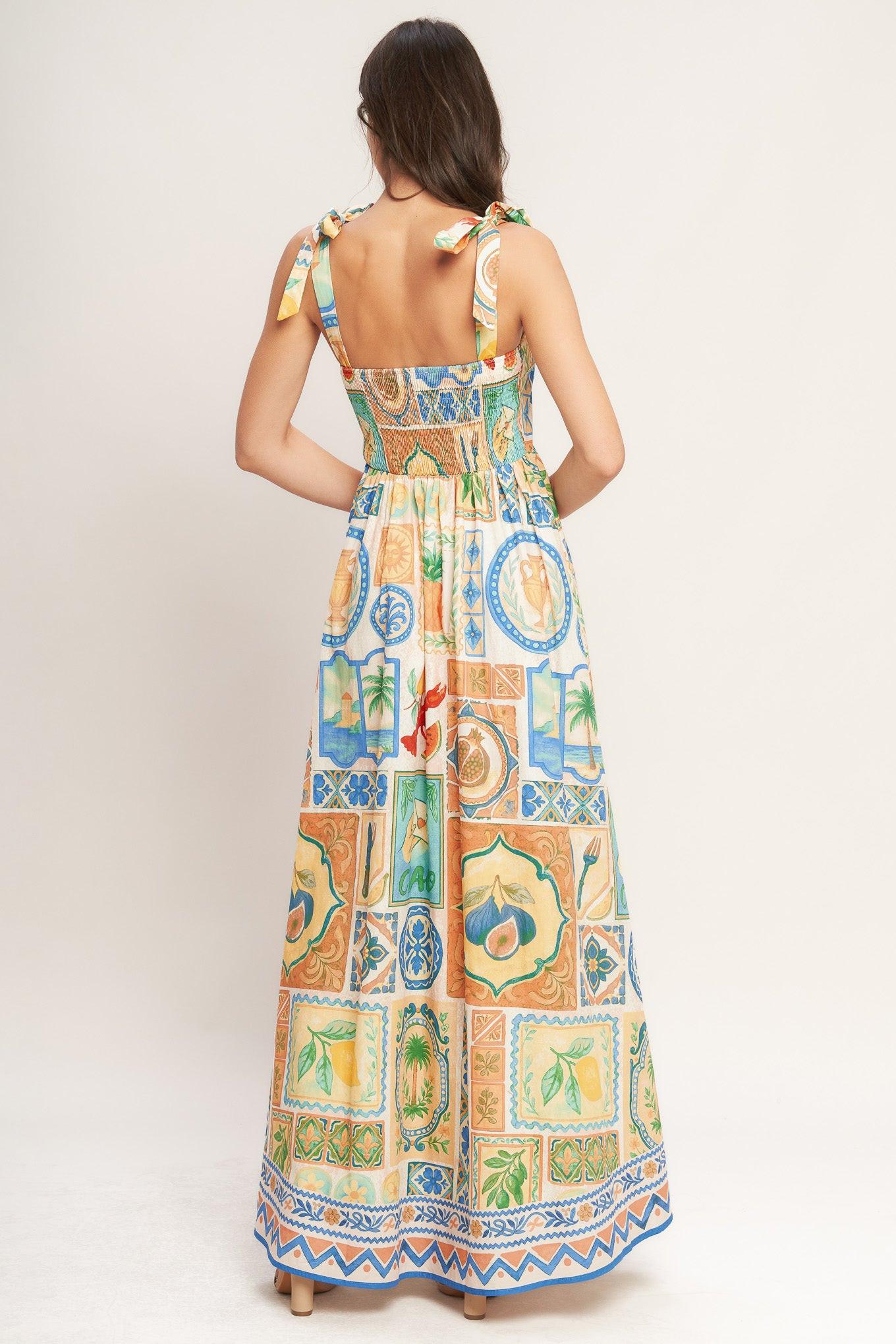 Amalfi Postcard Woven Maxi Dress