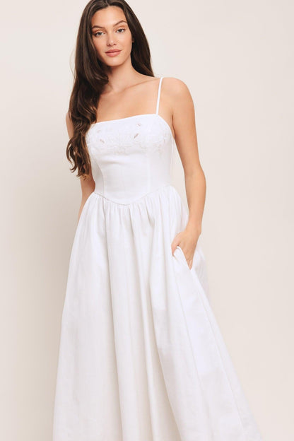 Cloud Petal Woven Midi Dress
