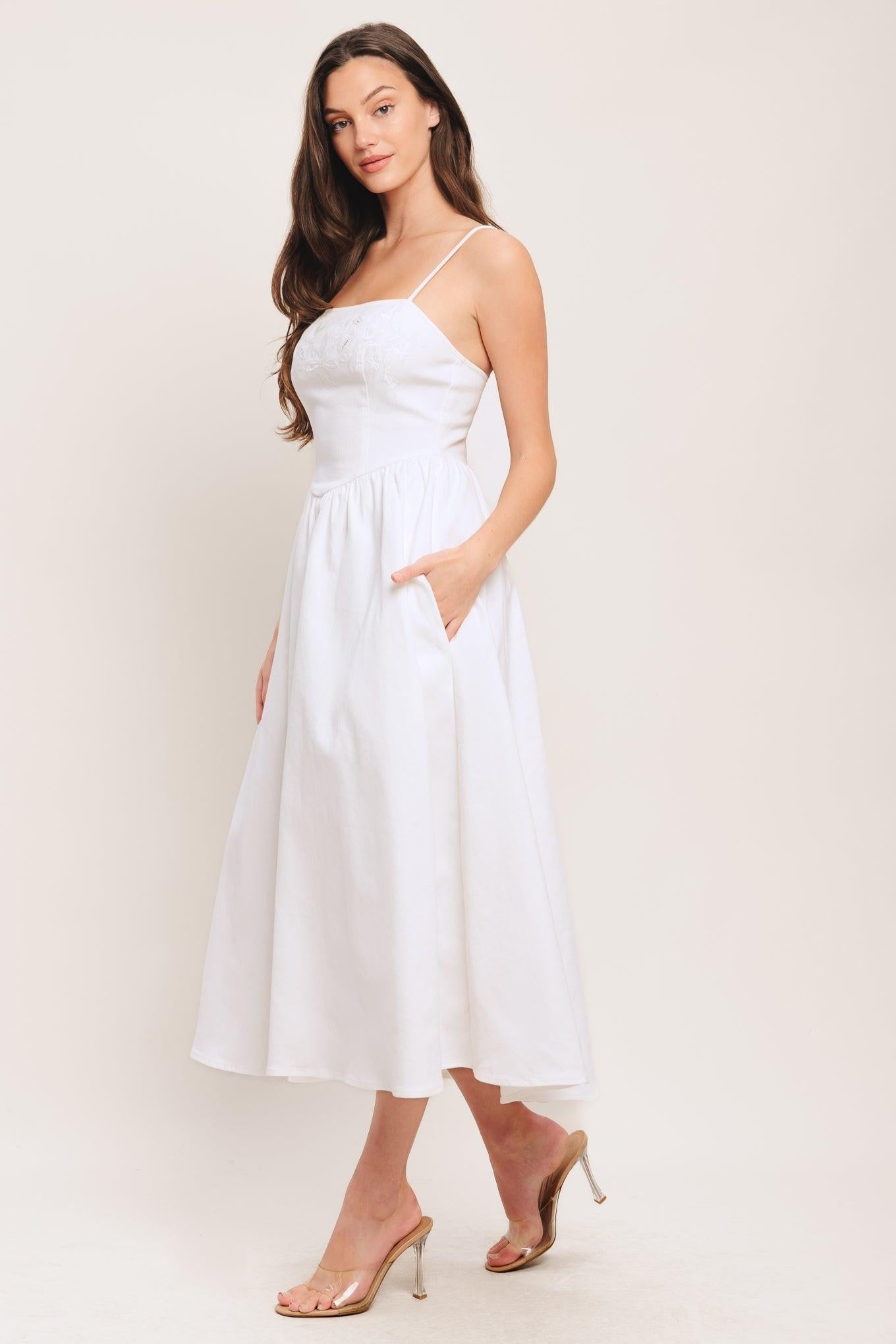 Cloud Petal Woven Midi Dress
