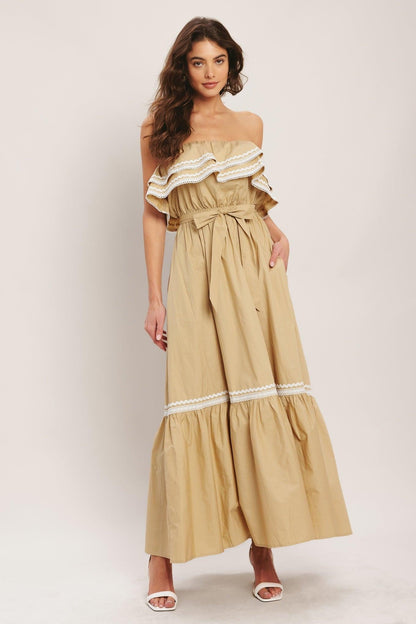 Golden Dune Woven Ankle Dress