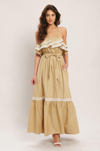 Golden Dune Woven Ankle Dress