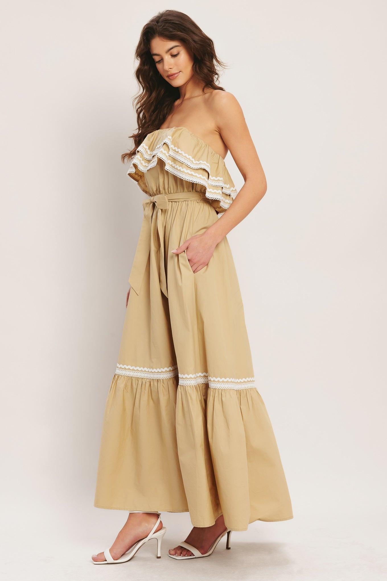 Golden Dune Woven Ankle Dress