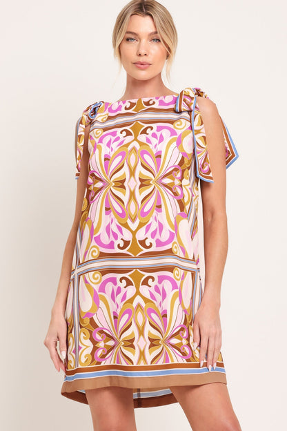 Golden Psyche Woven Mini Dress