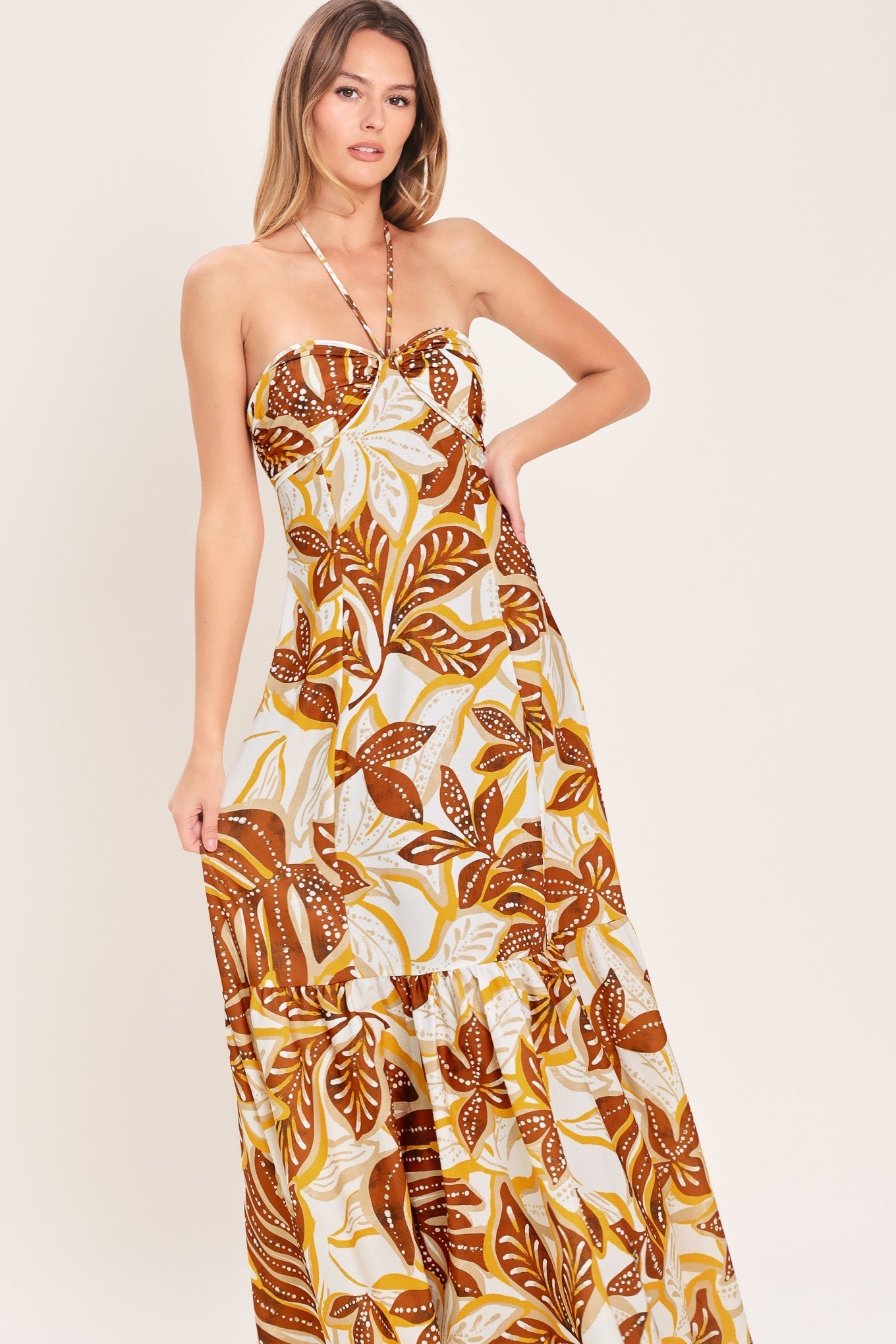 Amber Palm Paradise Woven Maxi Dress
