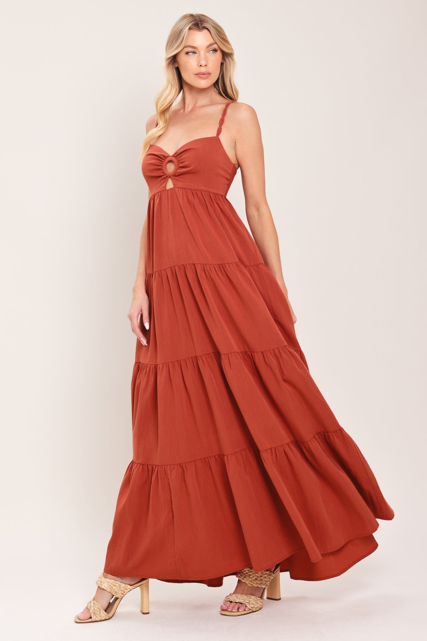 Amber Wave Woven Maxi Dress