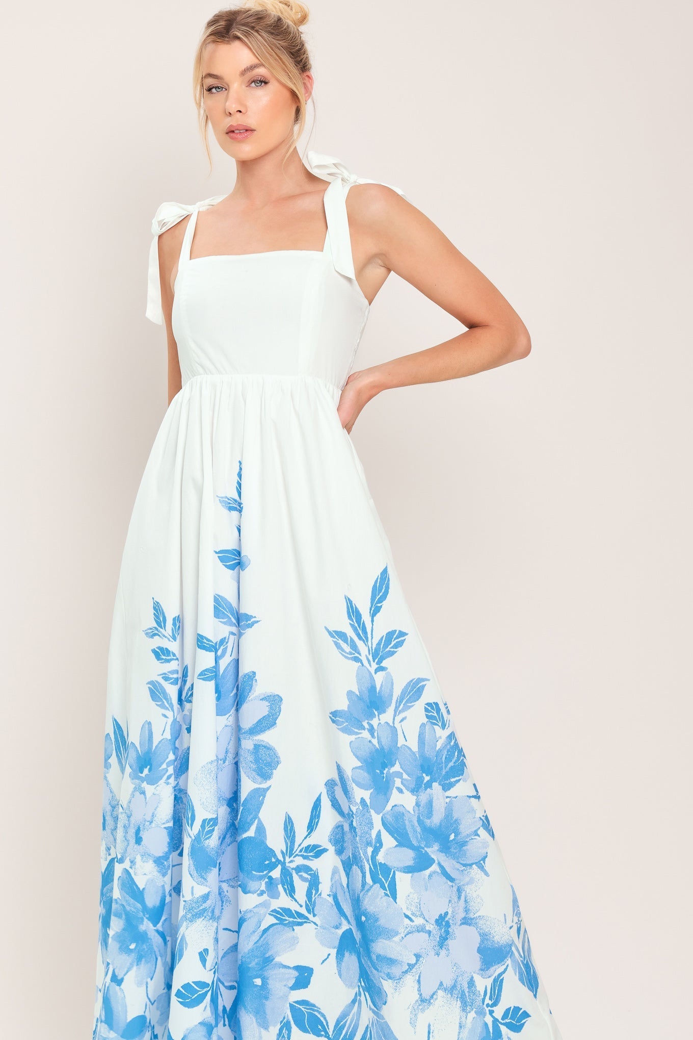 Cloud Blossom Woven Maxi Dress