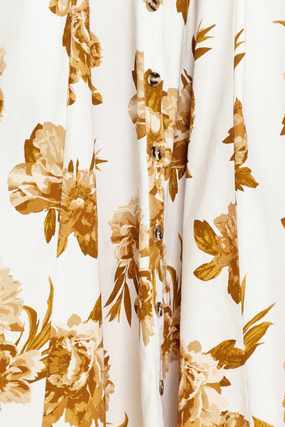 Golden Petals Woven Midi Dress