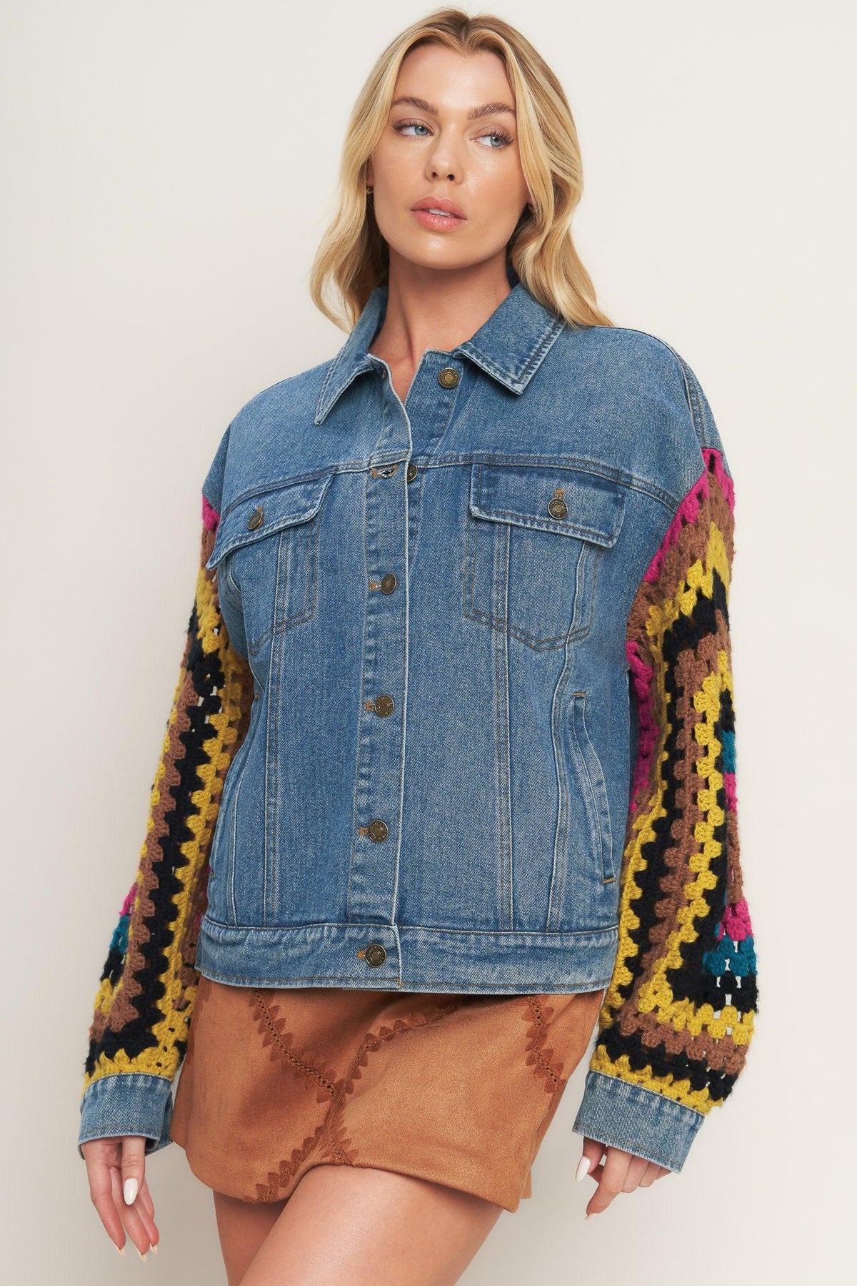Festival Weave Washed Denim Jacket