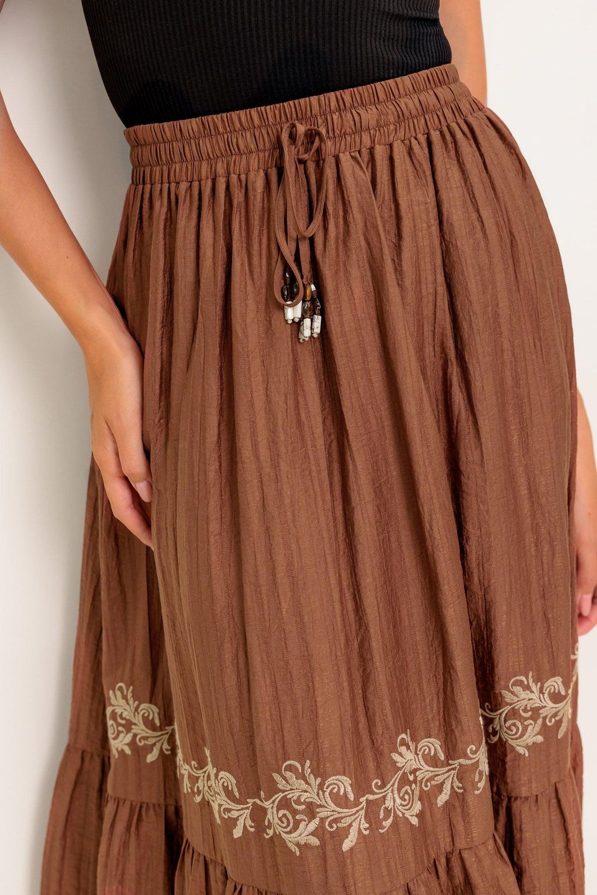 Full Speed Ahead Brown Woven Maxi Skirt