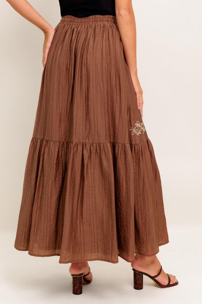 Full Speed Ahead Brown Woven Maxi Skirt