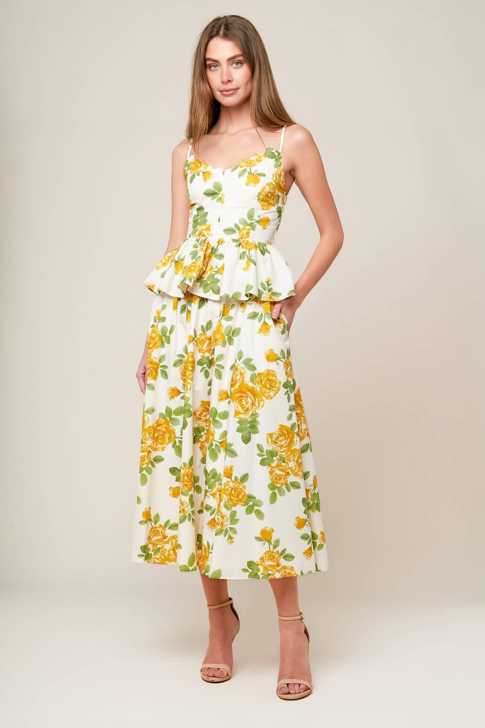 Every Sunday Cream Woven Midi Skirt