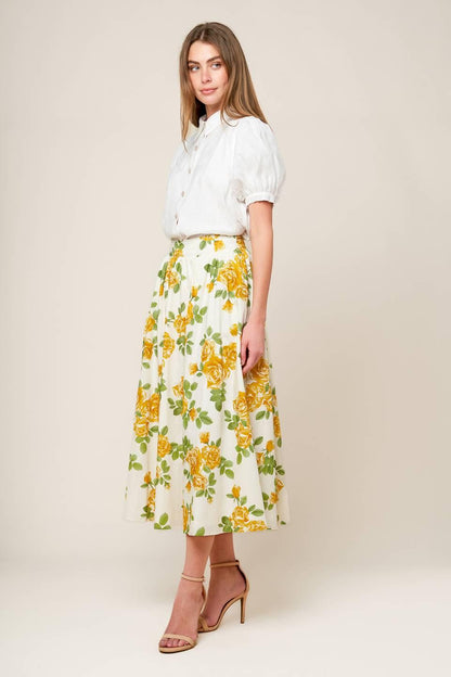 Every Sunday Cream Woven Midi Skirt