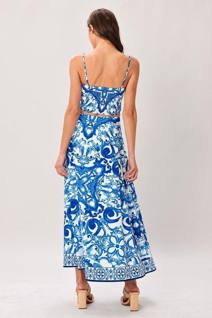 Coastal Mosaic Woven Midi Circle Skirt