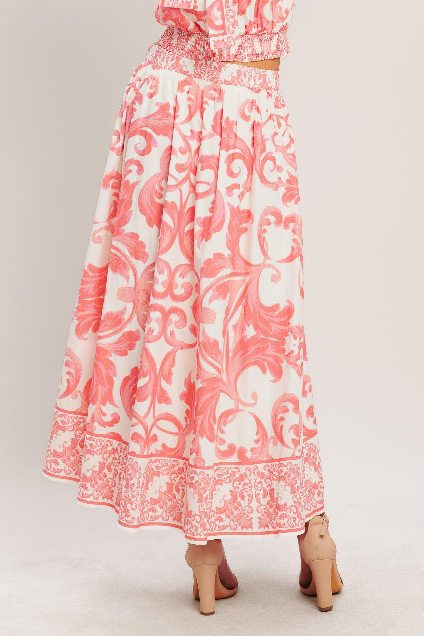 Amalfi Sunset Woven Midi Full Skirt