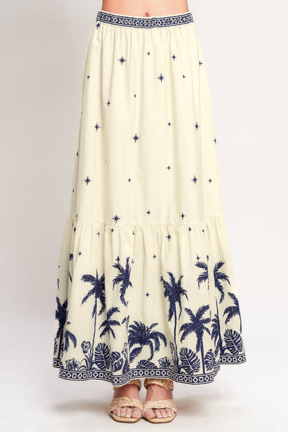 Boho Constellation Woven Maxi Skirt