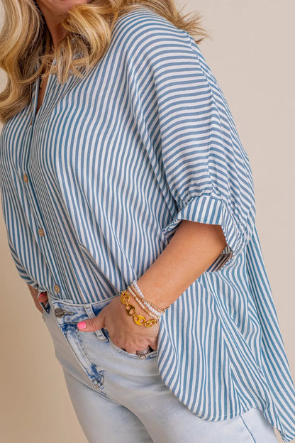 2024 Oversized Striped Loose Button-down Shirt(Buy 2 10% OFF)