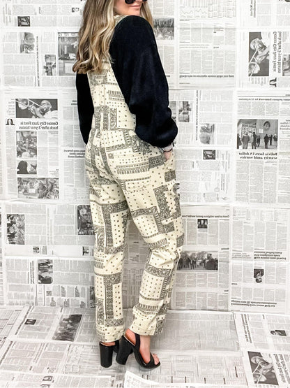 ✨Women's Newspaper Simulation Overalls