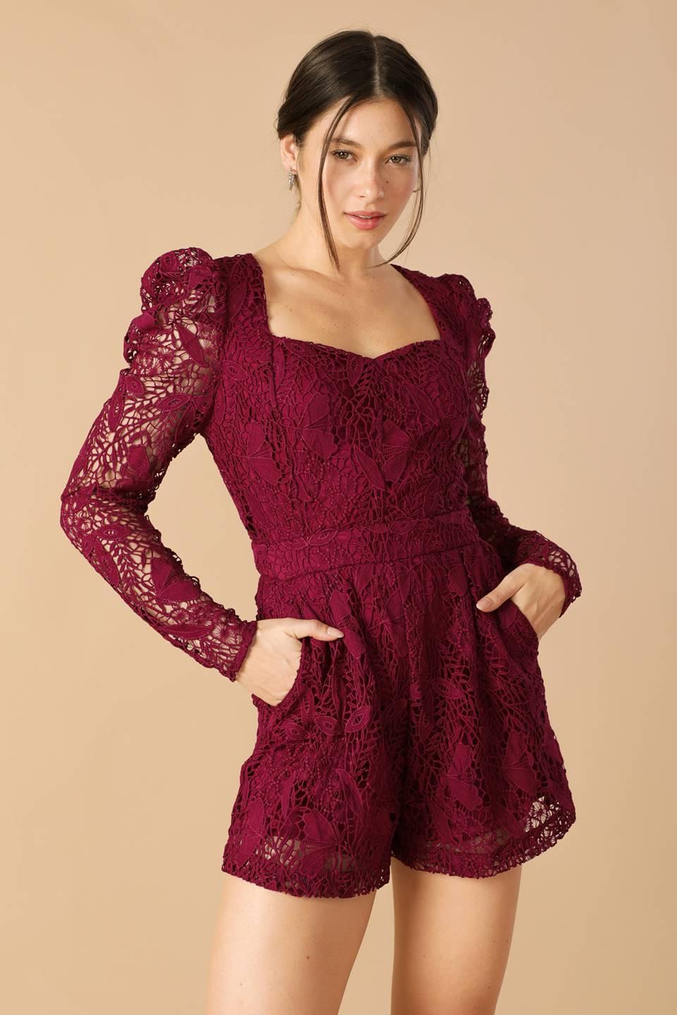 Days Go by Lace Woven Romper