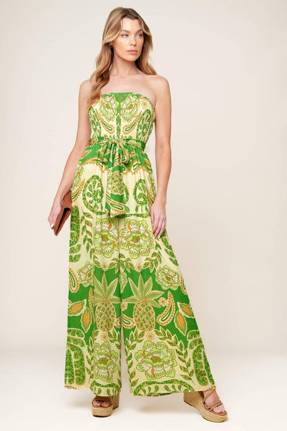 Cameron Meadow Green Woven Jumpsuit