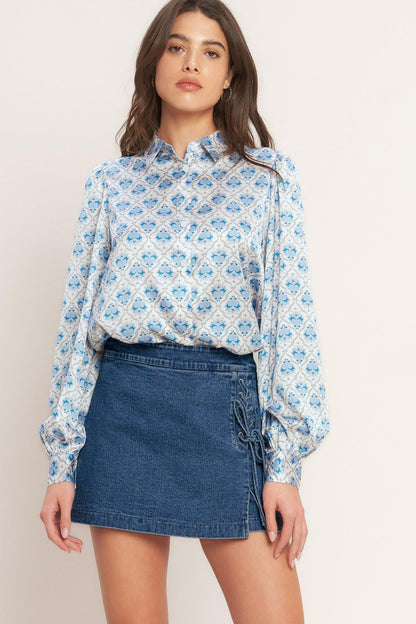 City Lace-up Denim Skort