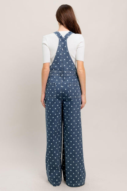 Everyday Polka Overall Denim Jumpsuit