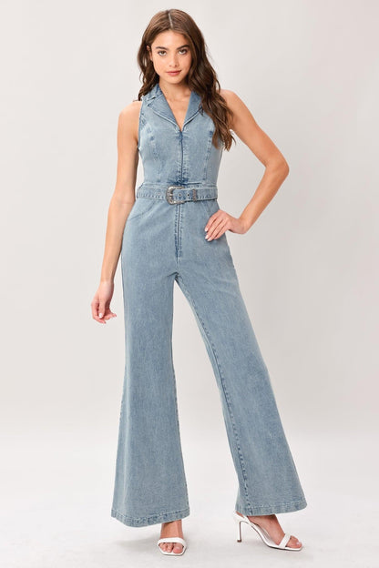 Flare Icon Denim Jumpsuit