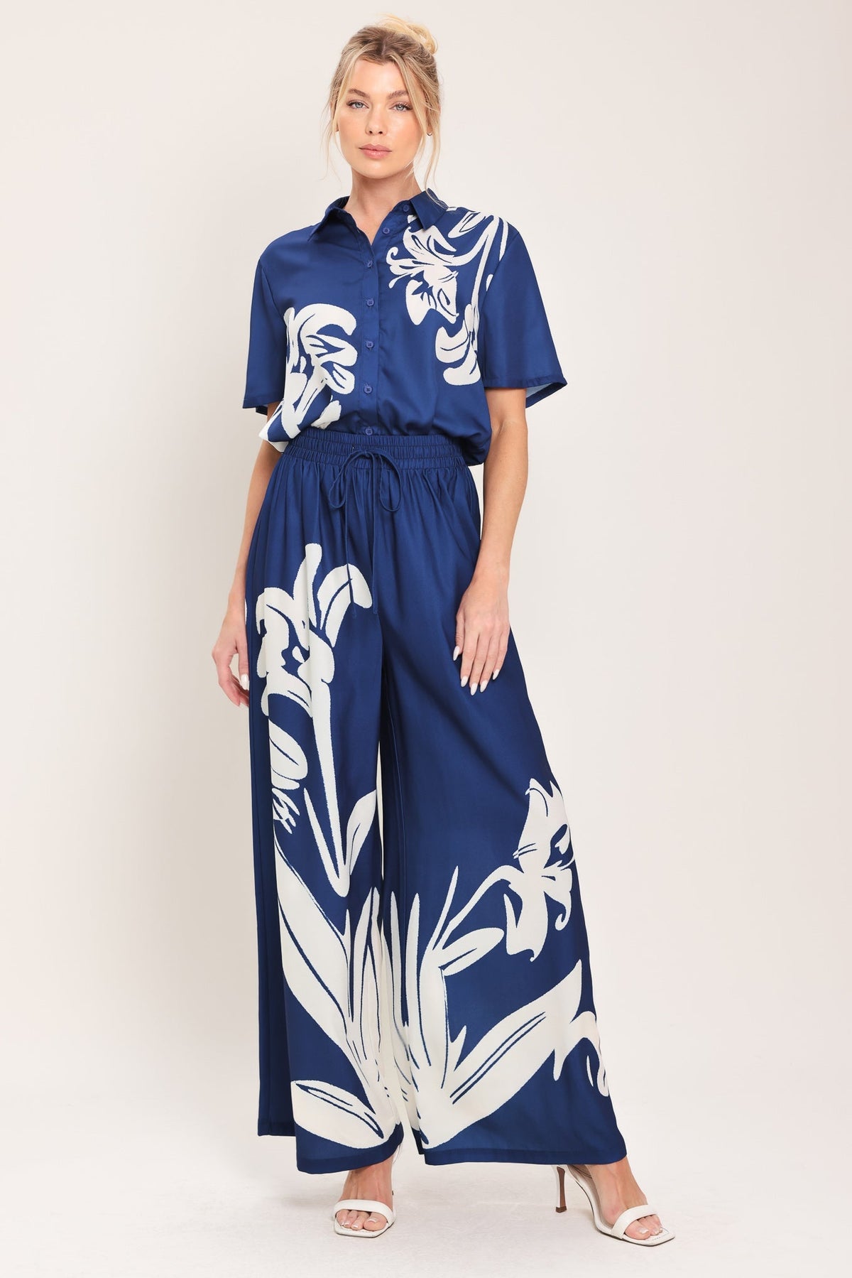 Coastal Bloom Woven Wide Pants