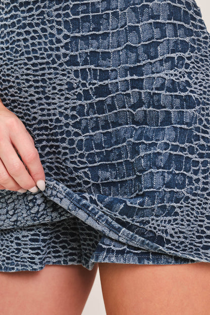 Croco Chic Denim Skort