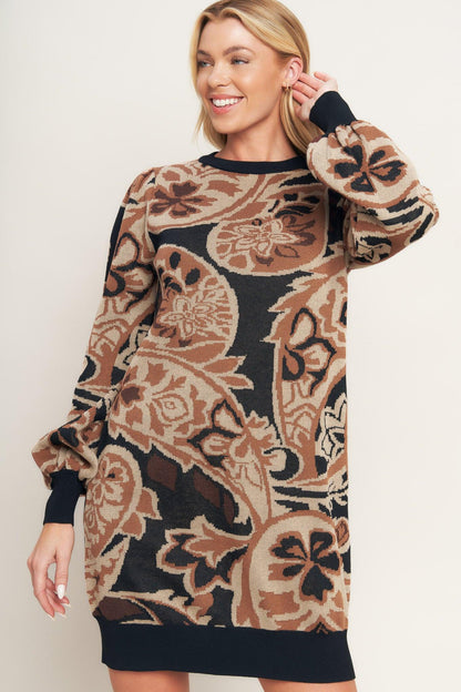 Baroque Havana Sweater Knit Mini Dress