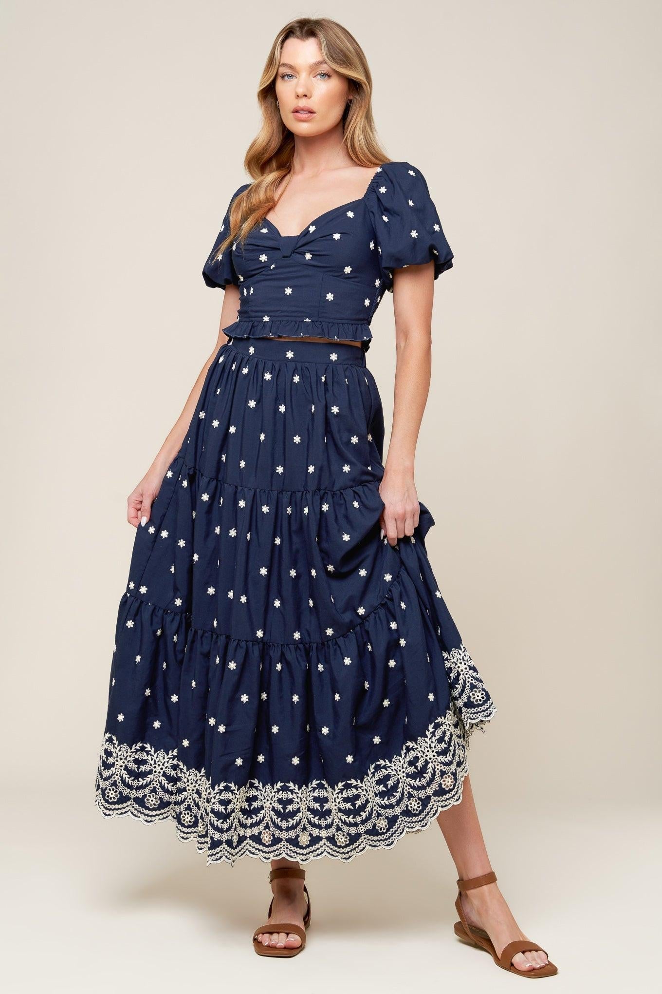 Bebe Alert Navy Woven Top