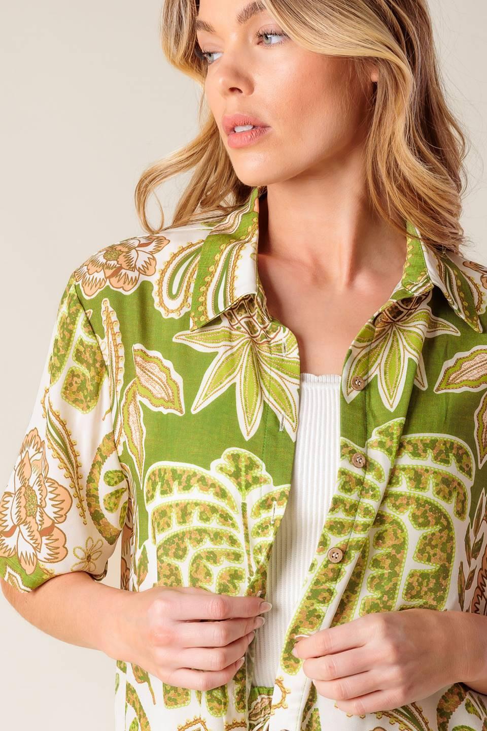 Distant Echoes Green Woven Shirt