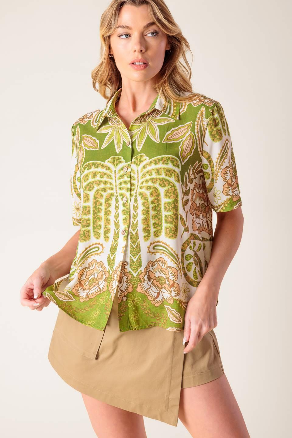 Distant Echoes Green Woven Shirt
