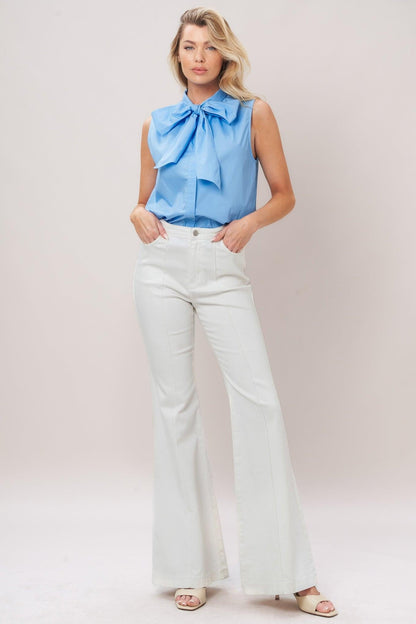 Elegant Sky Woven Top