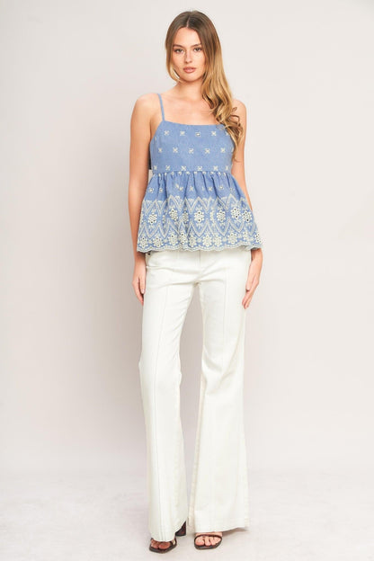 Blue Meadow Woven Top
