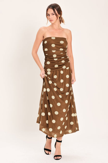 French Girl Polka Dot Power Mesh Tube Top
