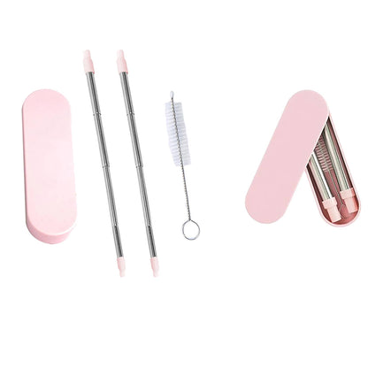 1947Kitchen 2-Pack: Collapsable Telescopic Reusable Drinkable Straw