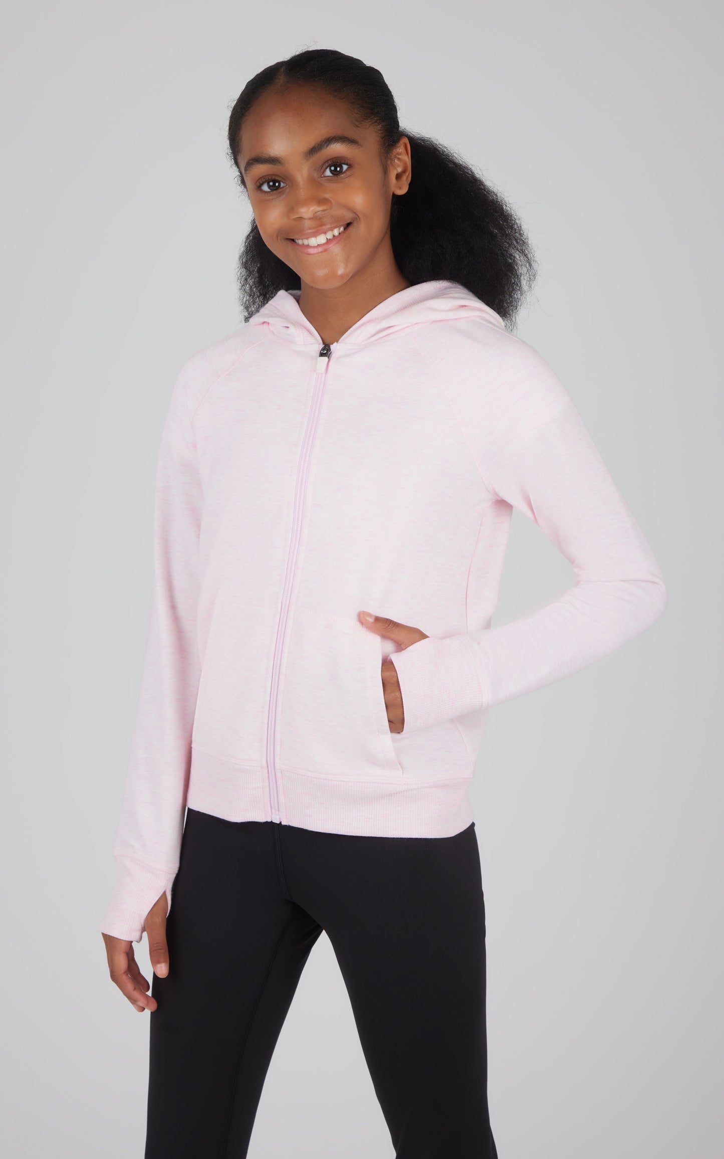 90 Degree by Reflex Girls Brushed Full Zip Hooded Jacket