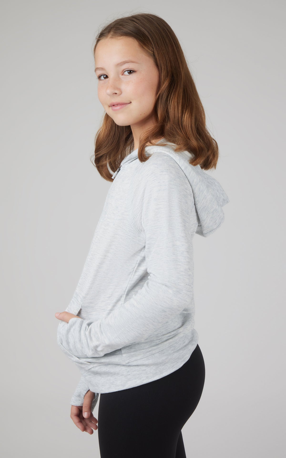 90 Degree by Reflex Girls Brushed Full Zip Hooded Jacket